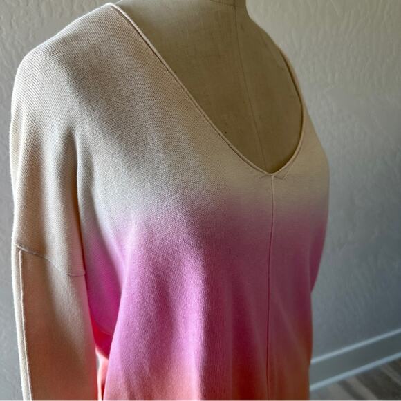 SANCTUARY | Women’s Horizon Sweater Pink Sherbet Ombre Cotton Blend V-Neck Small - Picture 7 of 12